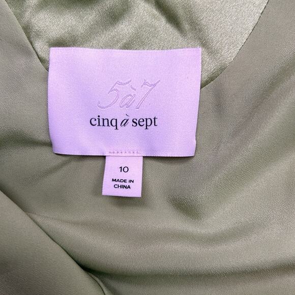 CINQ A SEPT Women's Petunya Silk Prickly V-Neckline Pear Mini Dress Size 10 - Picture 7 of 12